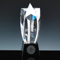 Fusion Crystal Award 10 inch Shooting Star, Single, Velvet Casket